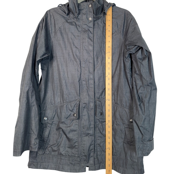 Columbia Womans M Long $129 Waterproof Hiking Jacket Hoooded Rain Coat Gray - Picture 8 of 9